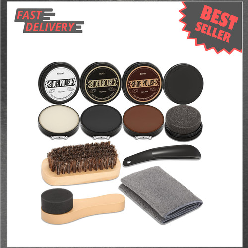 Leather shoe polish kit with - leather,