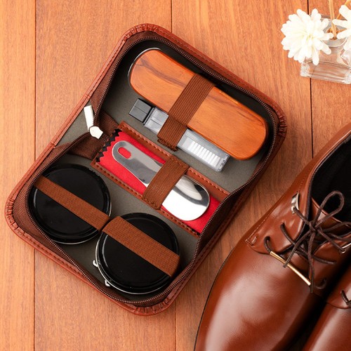 Leather shoe shine kit - leather, with
