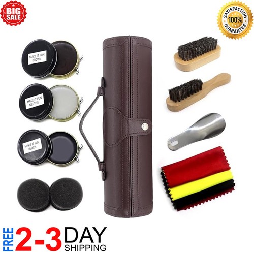 12pc shoe shine kit - shine, leather