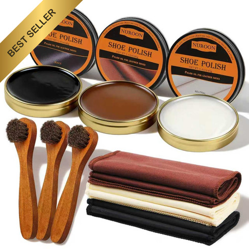 9pcs shoe polish kit brown - 9pcs, kit,