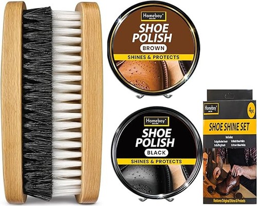 4pc black brown shoe - brown, polish