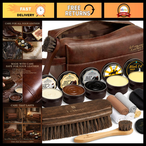 Leather shoe care kit - 16-in-1,